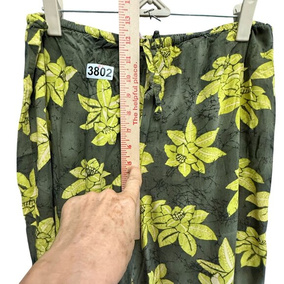 VTG Victoria's Secret Tropical Lounge Pajama Pants Sleepwear Medium Green - Picture 7 of 9